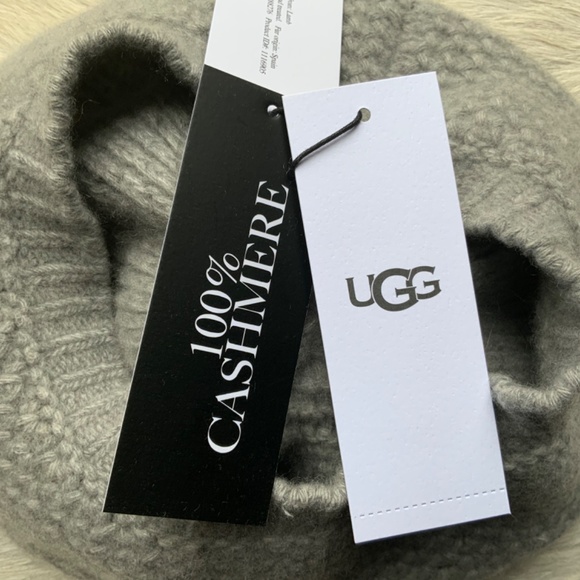 Ugg 100% Cashmere Grey Hat Aislinn Honeycomb Knit Pom Beret $125.00 - Picture 9 of 16